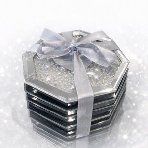 Elegant Silver and Black Coaster Set